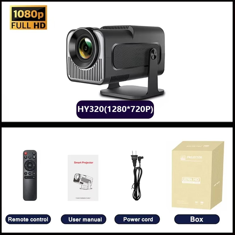 New HY320 Smart Projector 4K Full HD Android 1280*720P Dual Wifi Video Portable Outdoor Home HD LED Proyector Cine en Casa Pro