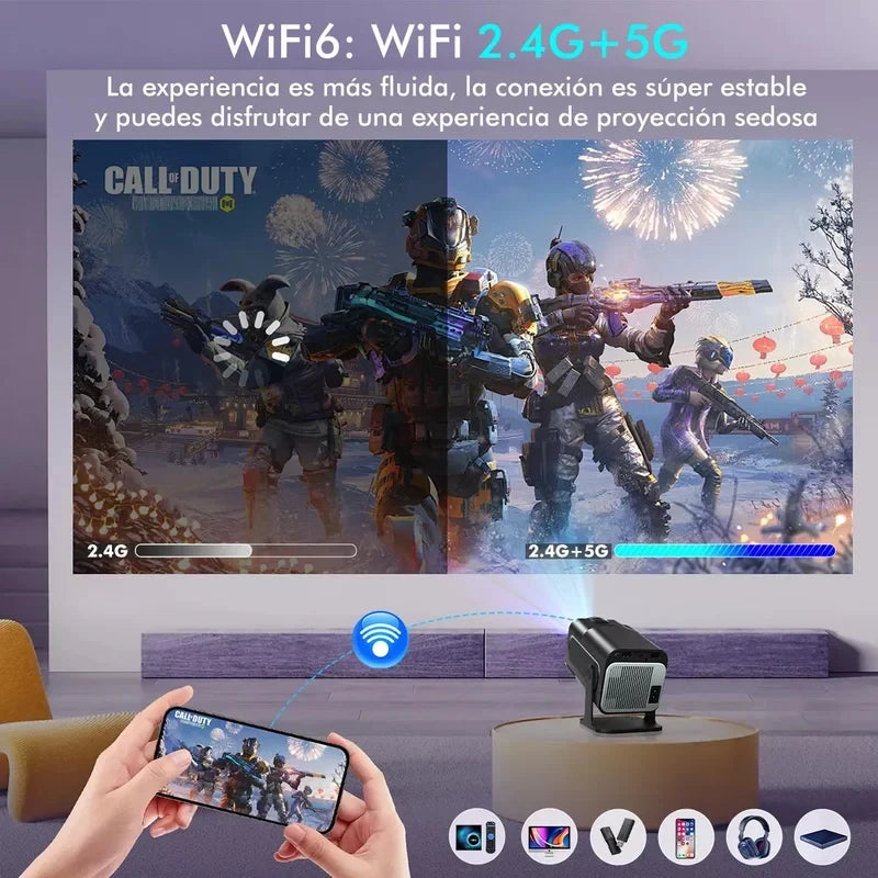 HY320mini Projector Android 11 390ANSI HD 4K Native 1080P Dual Wifi6 BT5.0 Cinema level Portable Projetor HY300 Upgrated