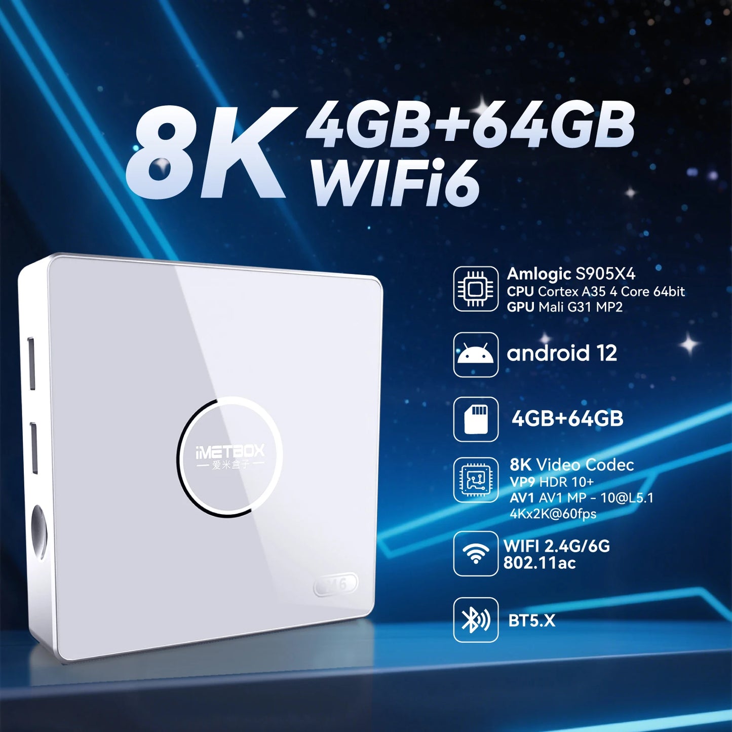 2025 IMETBOX M6 TV Box 4GB 64GB with Vioce Control Wifi6 8k HD Smart TB TV Box Hot in UK USA CA SG JP KR Australia EU NZ