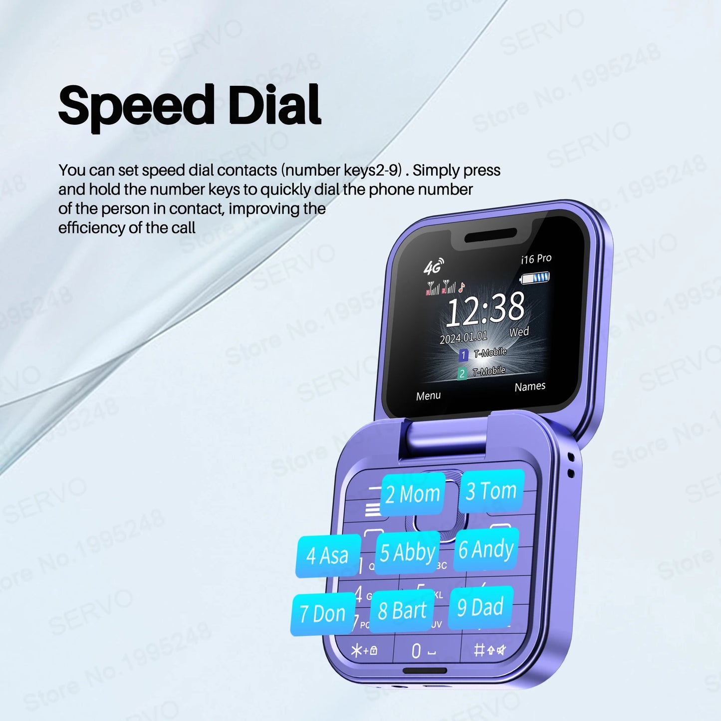 SERVO i16 PRO 2G GSM/4G LTE Foldable Mini Mobile Phone 2 SIM Card Speed Dial Magic Voice Flashlight 1.77''Screen Flip Cellphone
