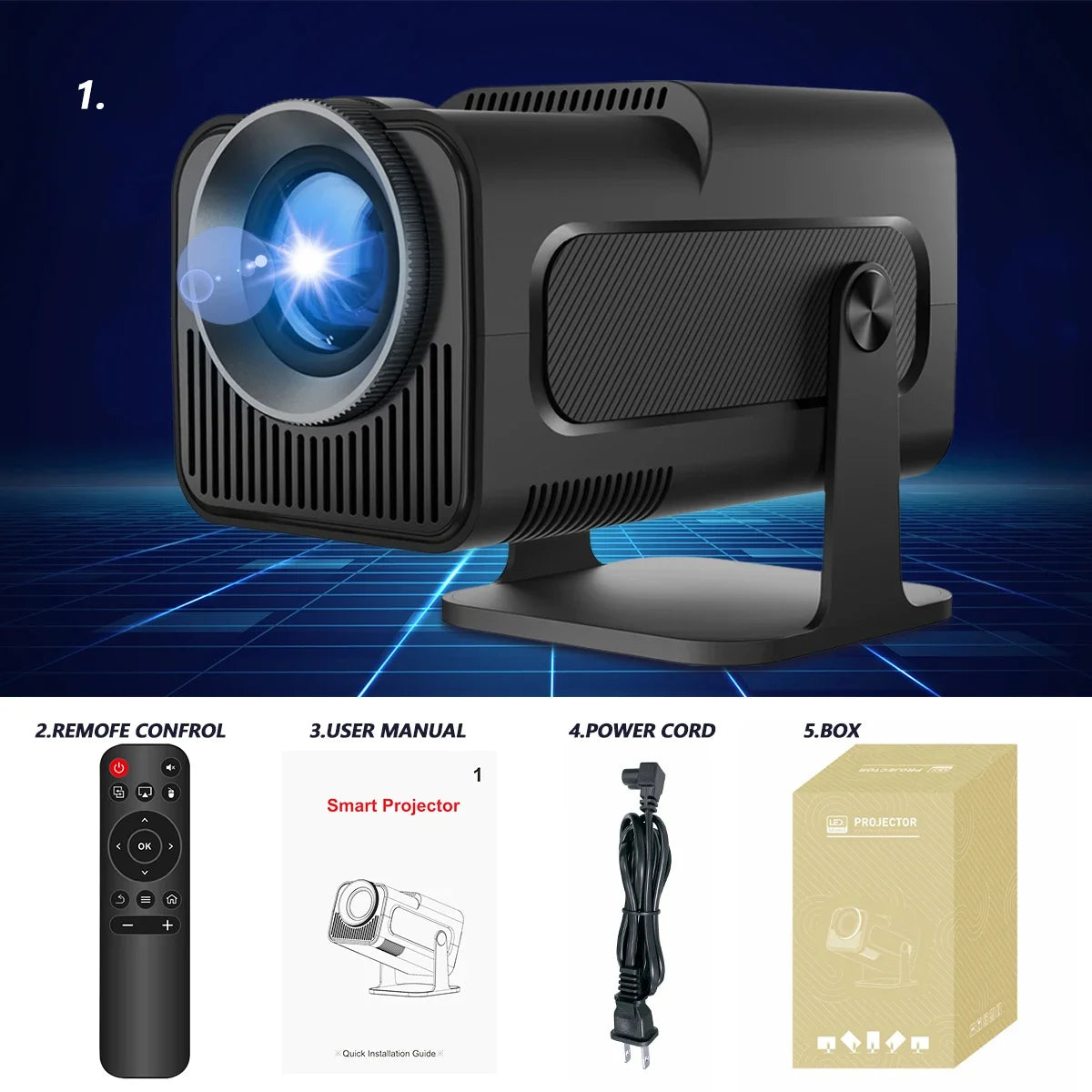 KaiAqua HY320mini Projector Android 11 390ANSI HD 4K Native 1080P Dual Wifi6 BT5.0 Cinema level Portable Projetor HY300 Upgrated