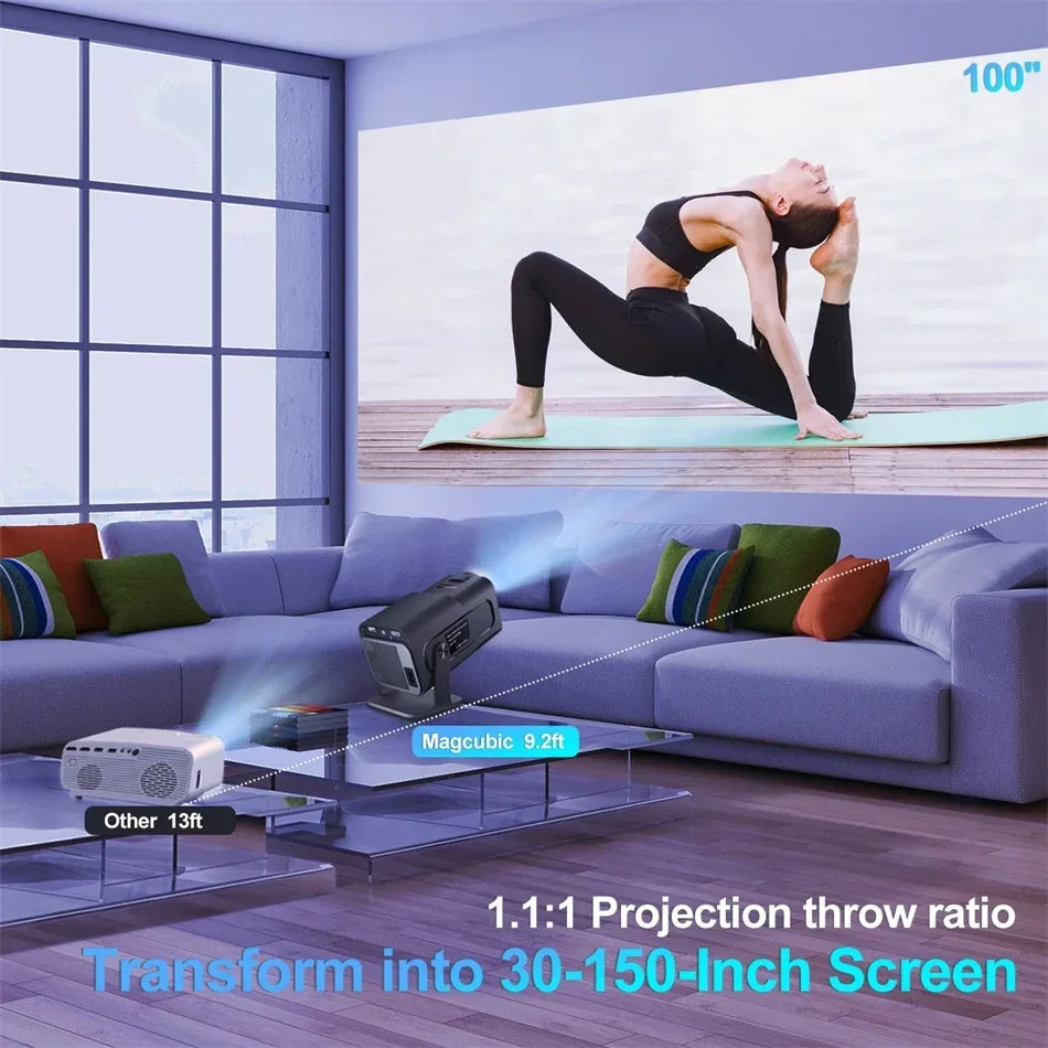 HY320mini Projector Android 11 390ANSI HD 4K Native 1080P Dual Wifi6 BT5.0 Cinema level Portable Projetor HY300 Upgrated