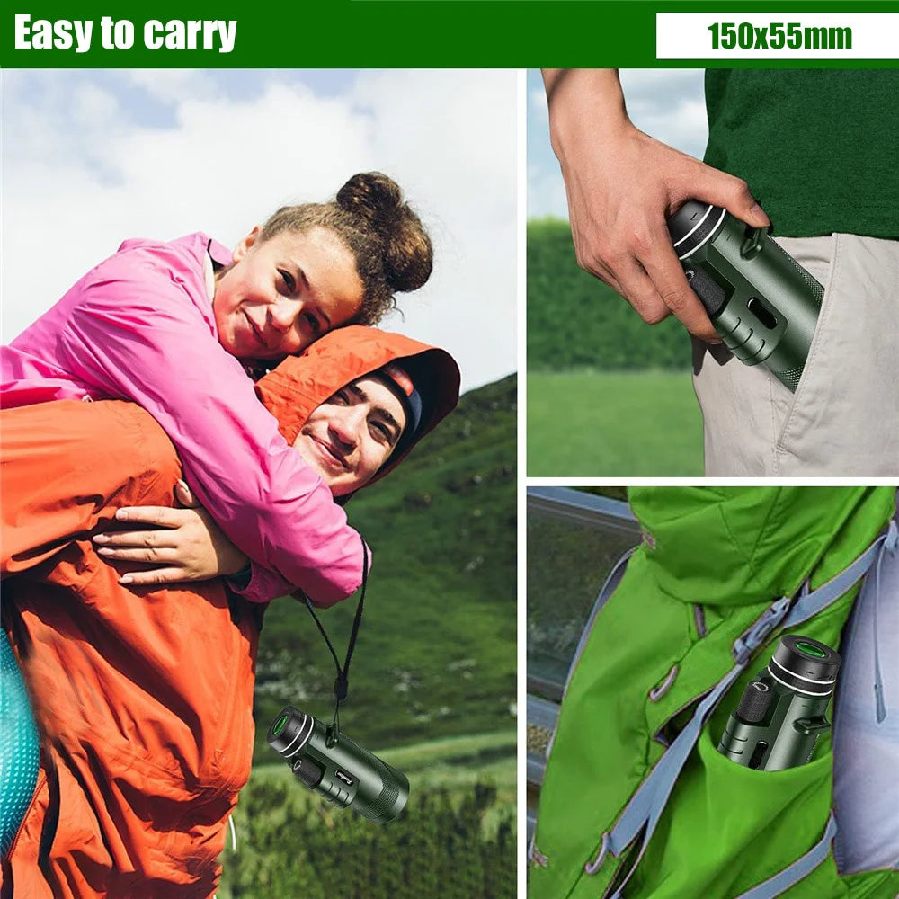 80x100 HD Monocular For Smartphone Adapter & Tripod Telescope With BAK4 Prism For Outdoor Camping ,Birdwatching, Hunting, Hiking