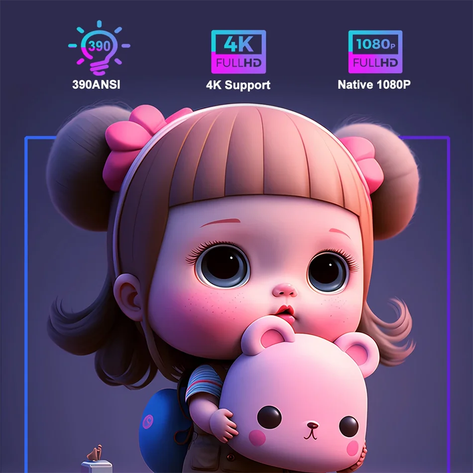 New HY320 Smart Projector 4K Full HD Android 1280*720P Dual Wifi Video Portable Outdoor Home HD LED Proyector Cine en Casa Pro