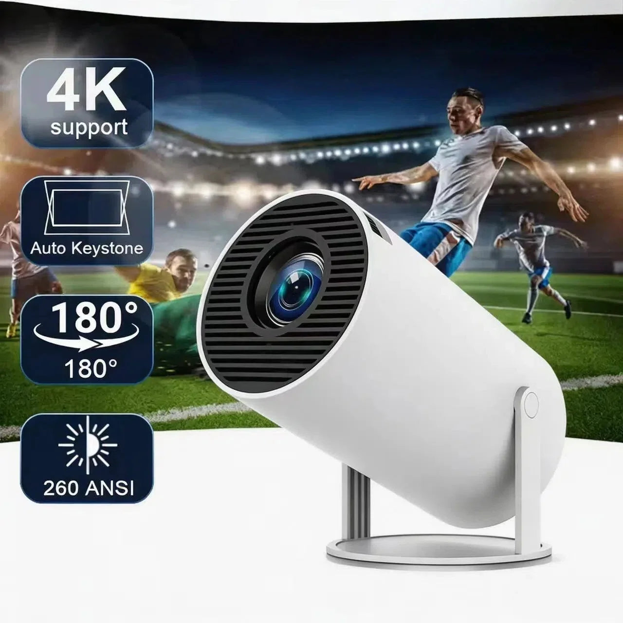 KaiAqua Projector 4K  Dual Wifi6 260 ANSI  BT5.0 1080P 1280*720P Home Cinema Outdoor portable Projetor