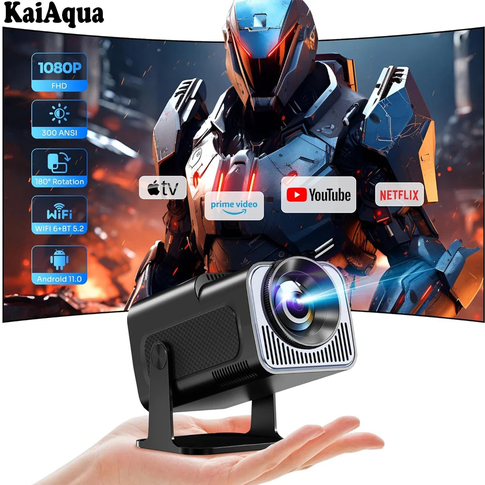 KaiAqua HY320mini Projector Android 11 390ANSI HD 4K Native 1080P Dual Wifi6 BT5.0 Cinema level Portable Projetor HY300 Upgrated