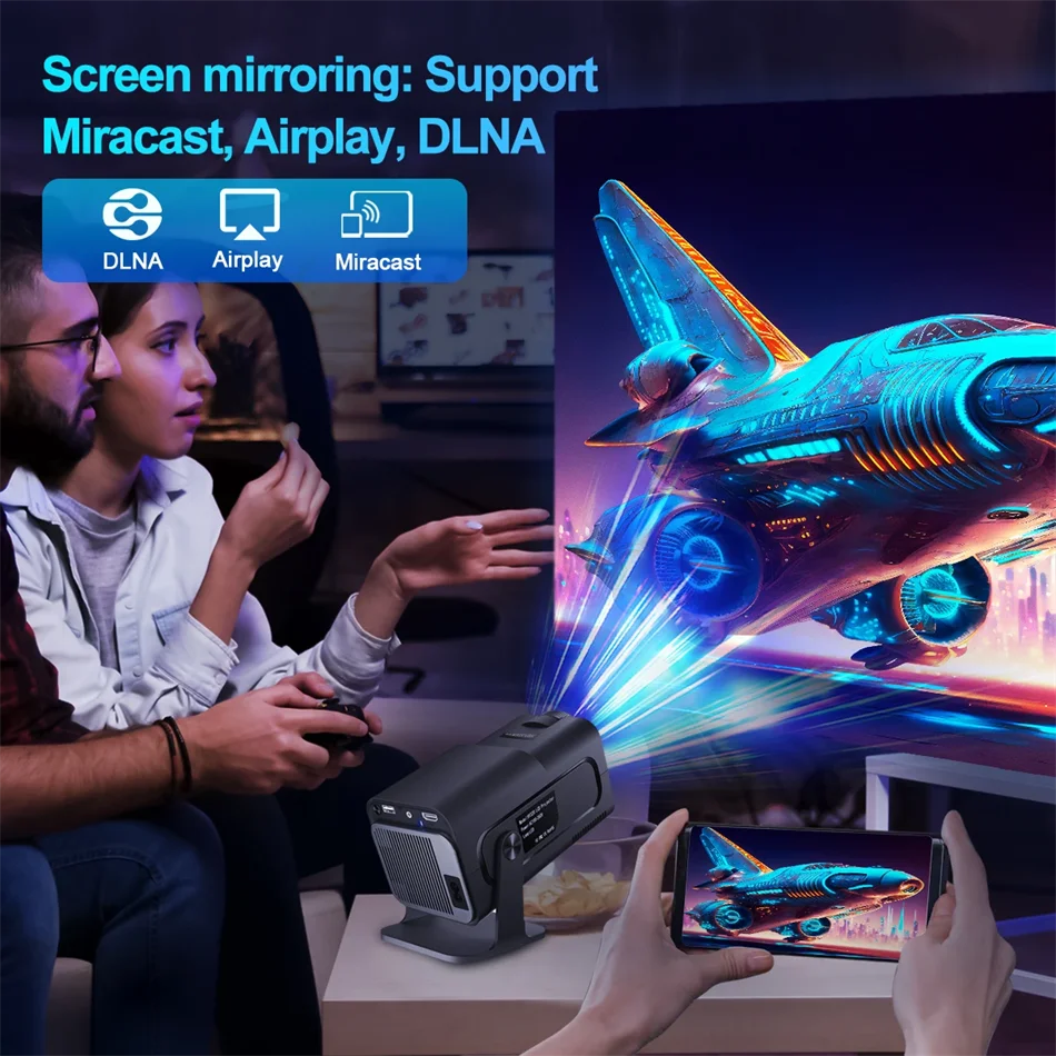 New HY320 Smart Projector 4K Full HD Android 1280*720P Dual Wifi Video Portable Outdoor Home HD LED Proyector Cine en Casa Pro