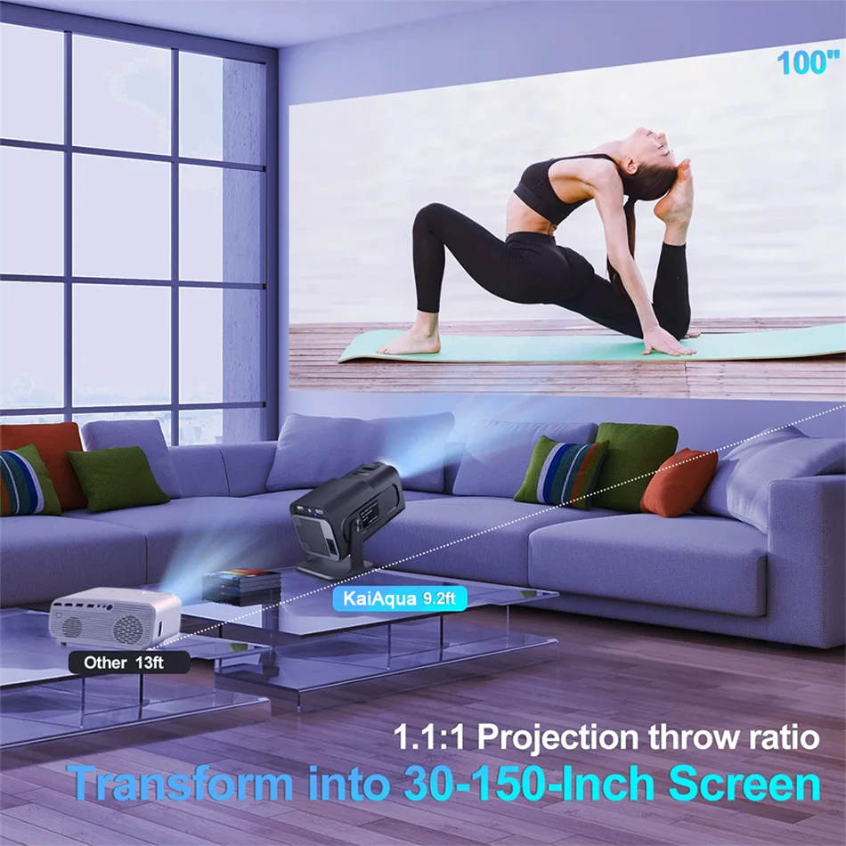 New HY320 Smart Projector 4K Full HD Android 1280*720P Dual Wifi Video Portable Outdoor Home HD LED Proyector Cine en Casa Pro