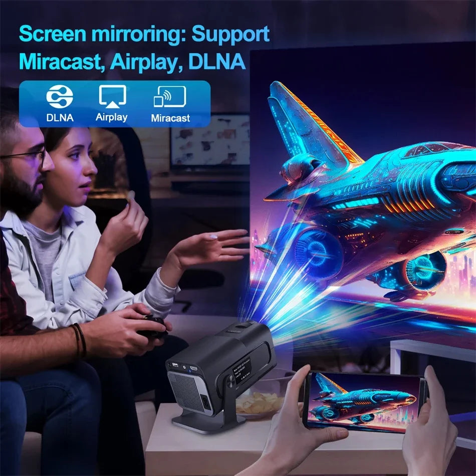 KaiAqua HY320mini Projector Android 11 390ANSI HD 4K Native 1080P Dual Wifi6 BT5.0 Cinema level Portable Projetor HY300 Upgrated