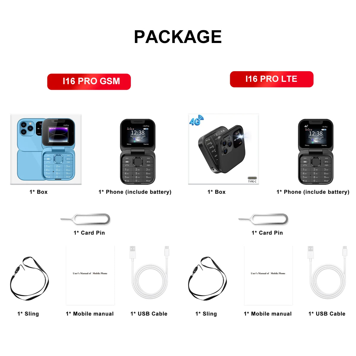 SERVO i16 PRO 2G GSM/4G LTE Foldable Mini Mobile Phone 2 SIM Card Speed Dial Magic Voice Flashlight 1.77''Screen Flip Cellphone