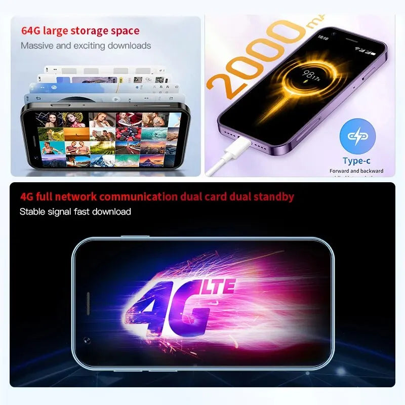 SOYES XS16 Mini 4G LTE Android10.0 Smartphone 3GB RAM 64GB ROM 3" Display 5MP Camera Dual SIM With Play Store WhatsAPP