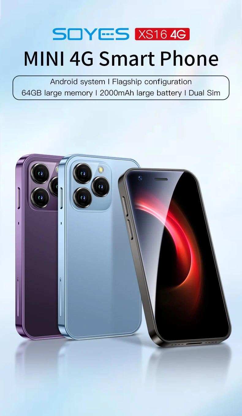 SOYES XS16 Mini 4G LTE Android10.0 Smartphone 3GB RAM 64GB ROM 3" Display 5MP Camera Dual SIM With Play Store WhatsAPP