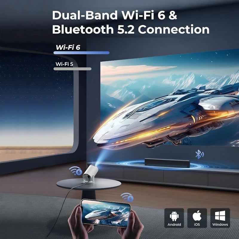 KaiAqua Projector 4K  Dual Wifi6 260 ANSI  BT5.0 1080P 1280*720P Home Cinema Outdoor portable Projetor