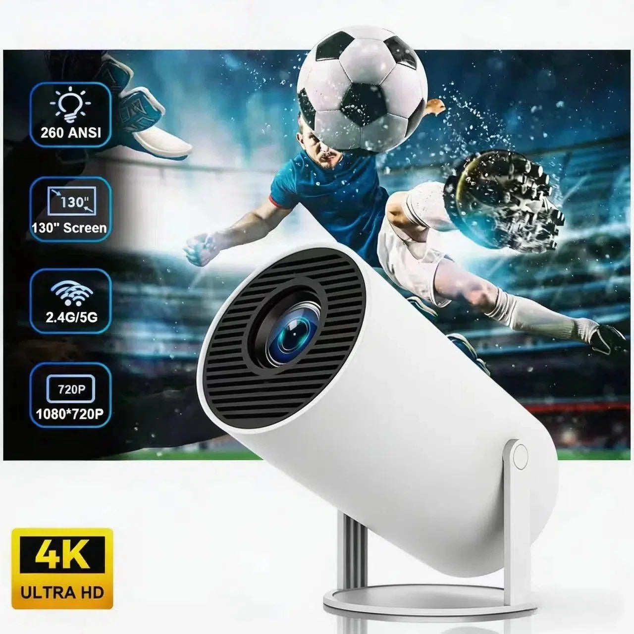 KaiAqua Projector 4K  Dual Wifi6 260 ANSI  BT5.0 1080P 1280*720P Home Cinema Outdoor portable Projetor