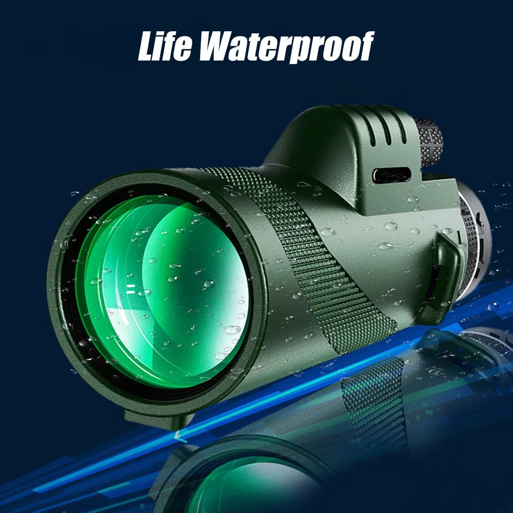 80x100 HD Monocular For Smartphone Adapter & Tripod Telescope With BAK4 Prism For Outdoor Camping ,Birdwatching, Hunting, Hiking
