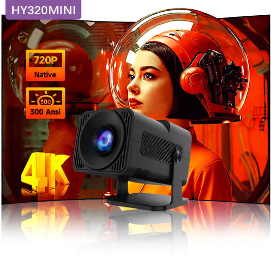 HY320 Mini Projector Native 720P Android 11, 4K Support Smart Video Projector, WiFi 6 BT5.2, Portable Home Theater Outdoor