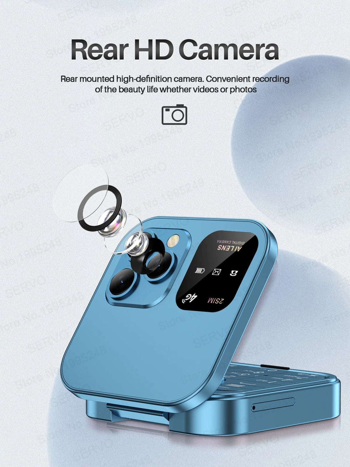 SERVO i16 PRO 2G GSM/4G LTE Foldable Mini Mobile Phone 2 SIM Card Speed Dial Magic Voice Flashlight 1.77''Screen Flip Cellphone