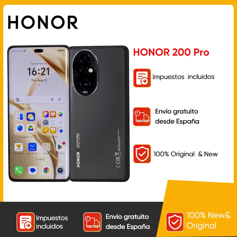 Honor 200 Pro 5G SmartPhone Global Version Snapdragon 8 Gen 3 6.78" 120Hz Screen 5200mAh Battery 100W Fast Charge Cell Phone NFC