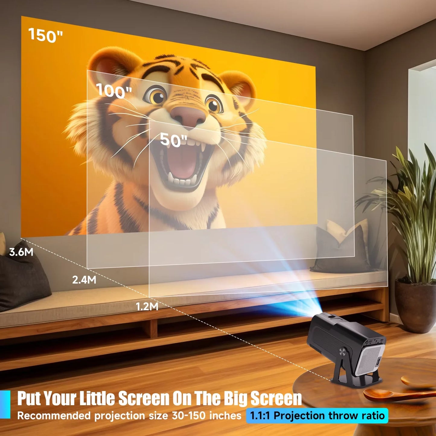New HY320 Smart Projector 4K Full HD Android 1280*720P Dual Wifi Video Portable Outdoor Home HD LED Proyector Cine en Casa Pro