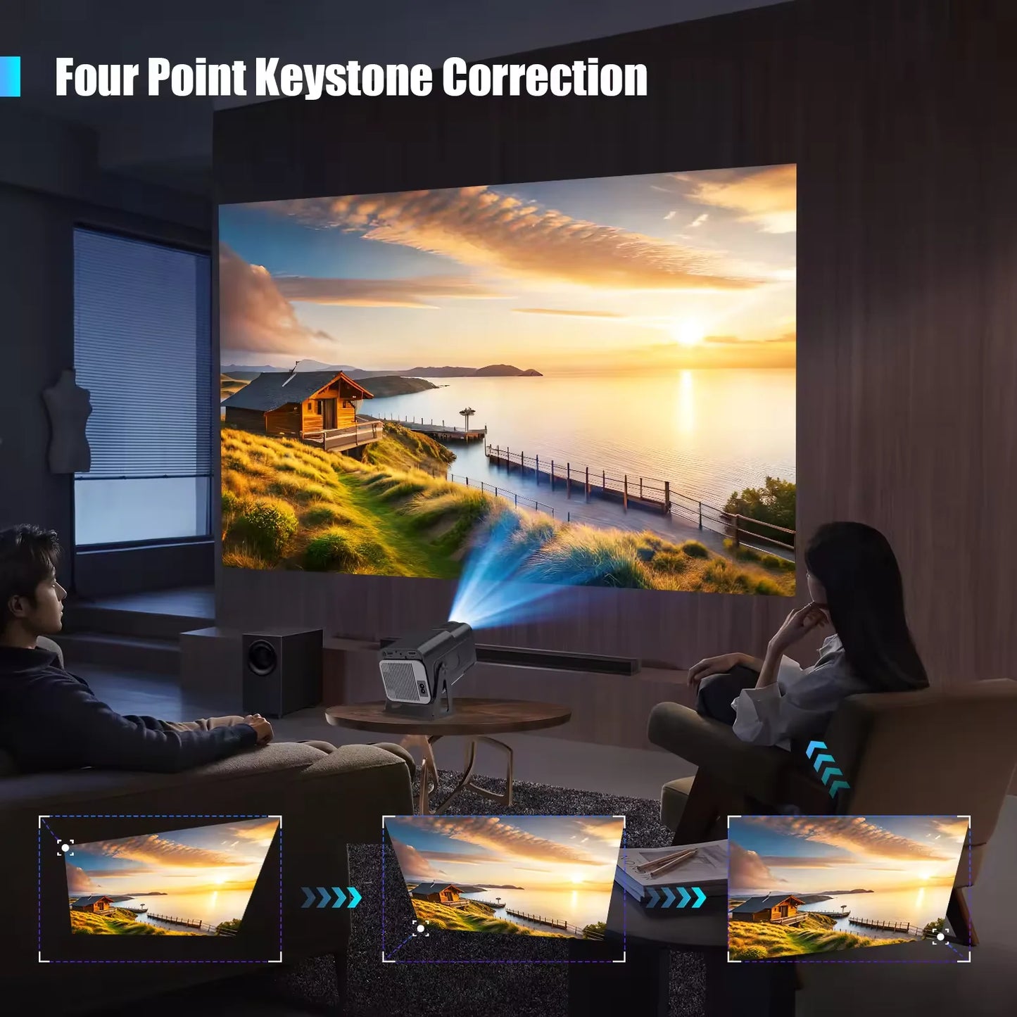 New HY320 Smart Projector 4K Full HD Android 1280*720P Dual Wifi Video Portable Outdoor Home HD LED Proyector Cine en Casa Pro