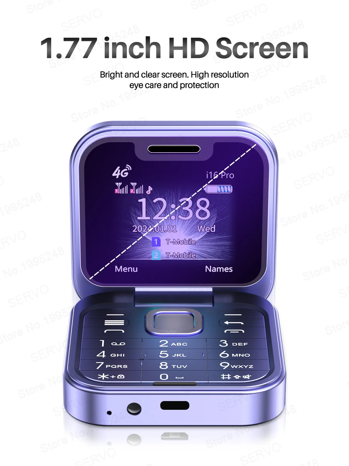 SERVO i16 PRO 2G GSM/4G LTE Foldable Mini Mobile Phone 2 SIM Card Speed Dial Magic Voice Flashlight 1.77''Screen Flip Cellphone