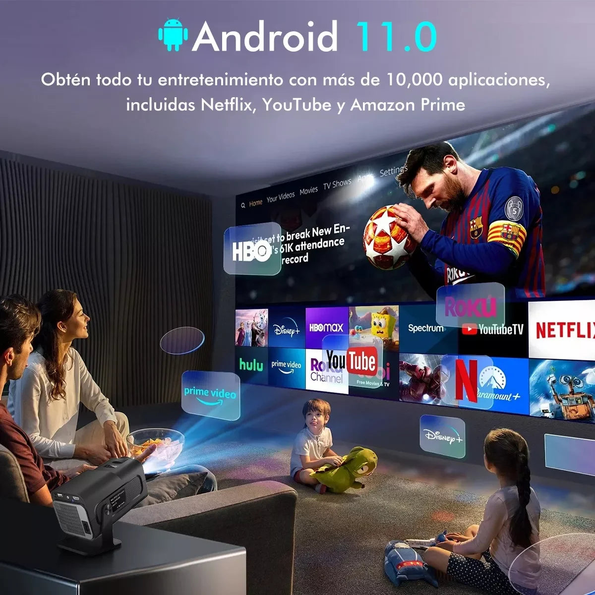 KaiAqua HY320mini Projector Android 11 390ANSI HD 4K Native 1080P Dual Wifi6 BT5.0 Cinema level Portable Projetor HY300 Upgrated