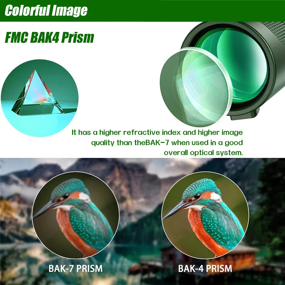 80x100 HD Monocular For Smartphone Adapter & Tripod Telescope With BAK4 Prism For Outdoor Camping ,Birdwatching, Hunting, Hiking