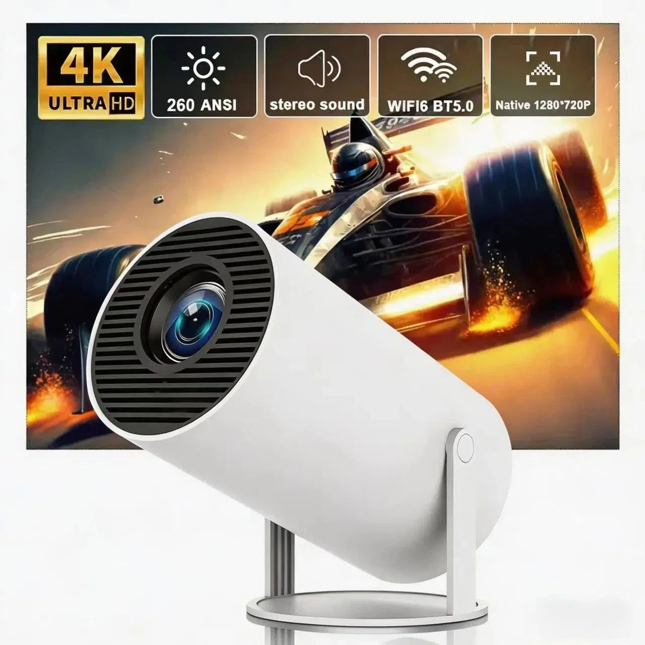 KaiAqua Projector 4K  Dual Wifi6 260 ANSI  BT5.0 1080P 1280*720P Home Cinema Outdoor portable Projetor