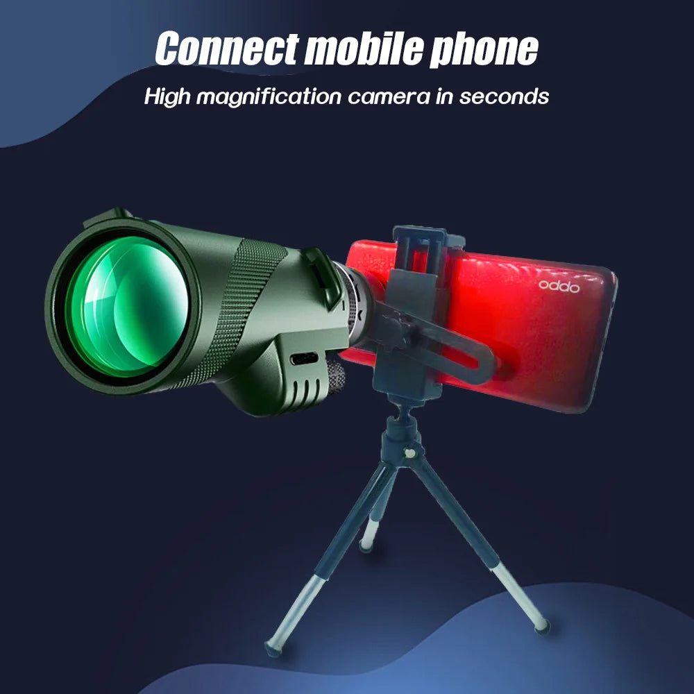 80x100 HD Monocular For Smartphone Adapter & Tripod Telescope With BAK4 Prism For Outdoor Camping ,Birdwatching, Hunting, Hiking