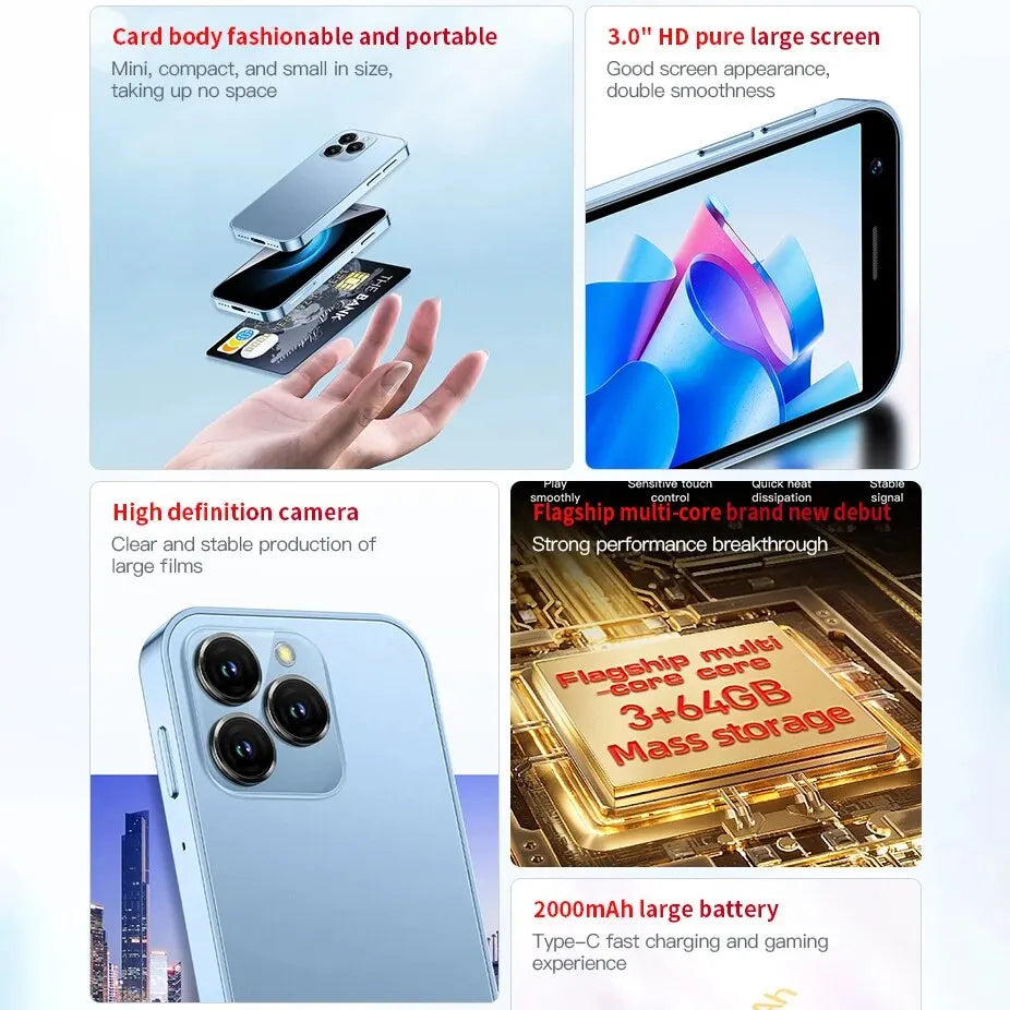 SOYES XS16 Mini 4G LTE Android10.0 Smartphone 3GB RAM 64GB ROM 3" Display 5MP Camera Dual SIM With Play Store WhatsAPP