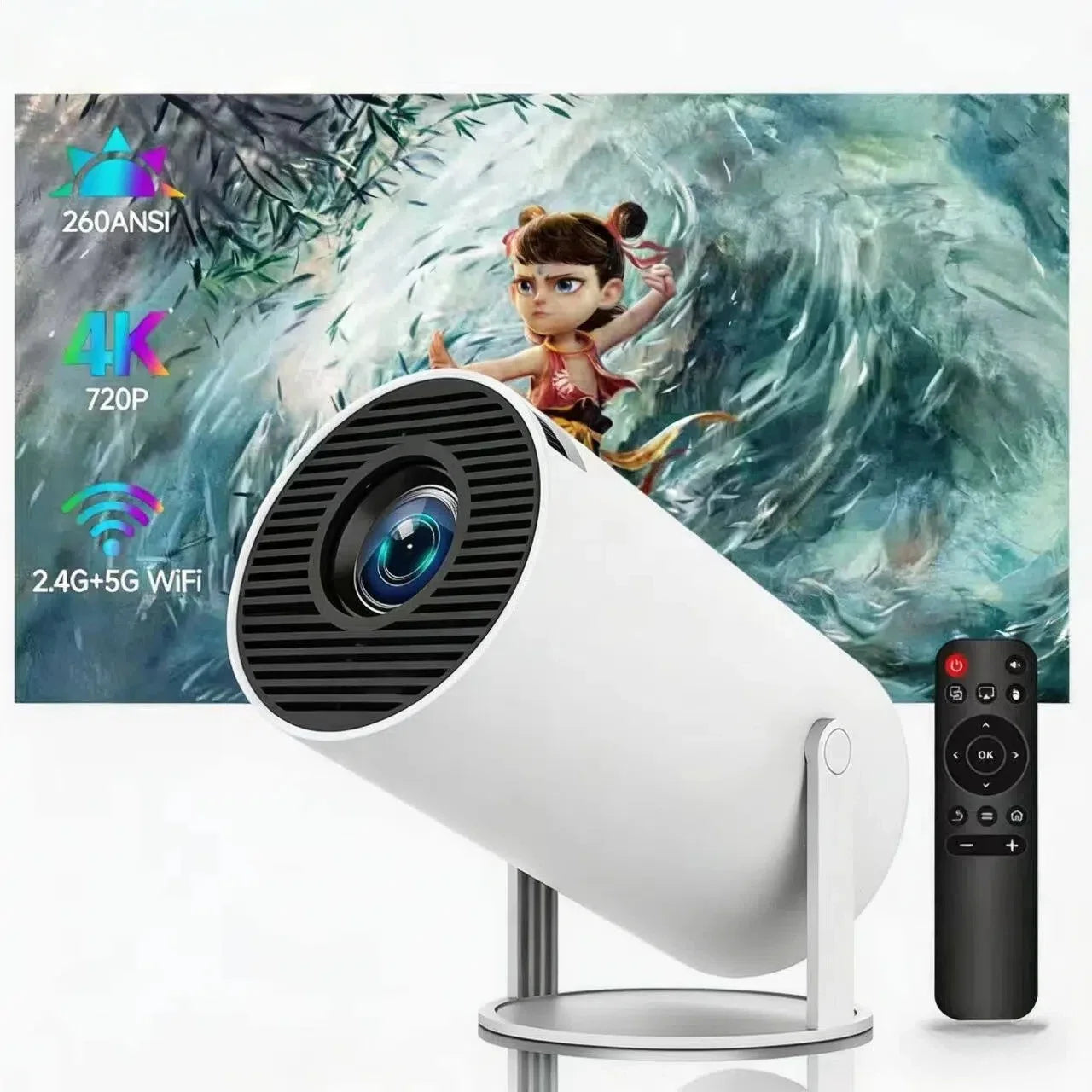KaiAqua Projector 4K  Dual Wifi6 260 ANSI  BT5.0 1080P 1280*720P Home Cinema Outdoor portable Projetor