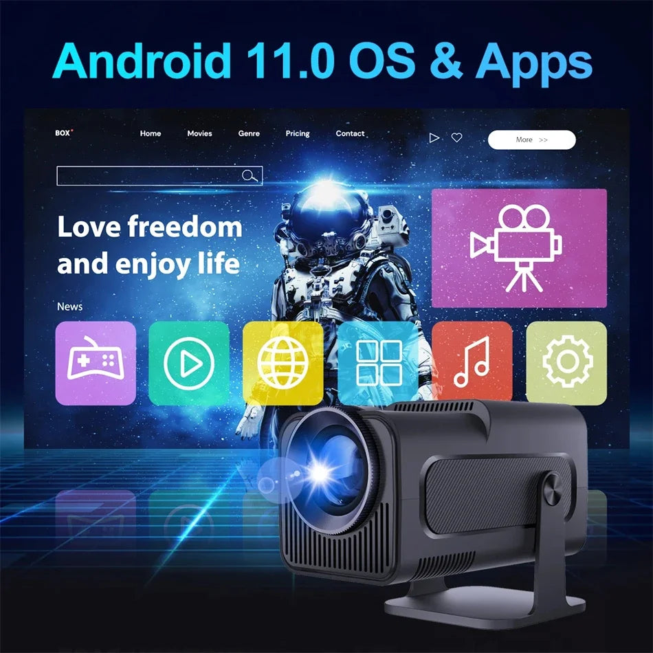 KaiAqua HY320mini Projector Android 11 390ANSI HD 4K Native 1080P Dual Wifi6 BT5.0 Cinema level Portable Projetor HY300 Upgrated