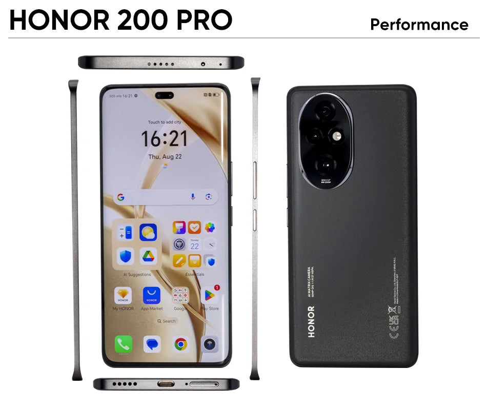 Honor 200 Pro 5G SmartPhone Global Version Snapdragon 8 Gen 3 6.78" 120Hz Screen 5200mAh Battery 100W Fast Charge Cell Phone NFC