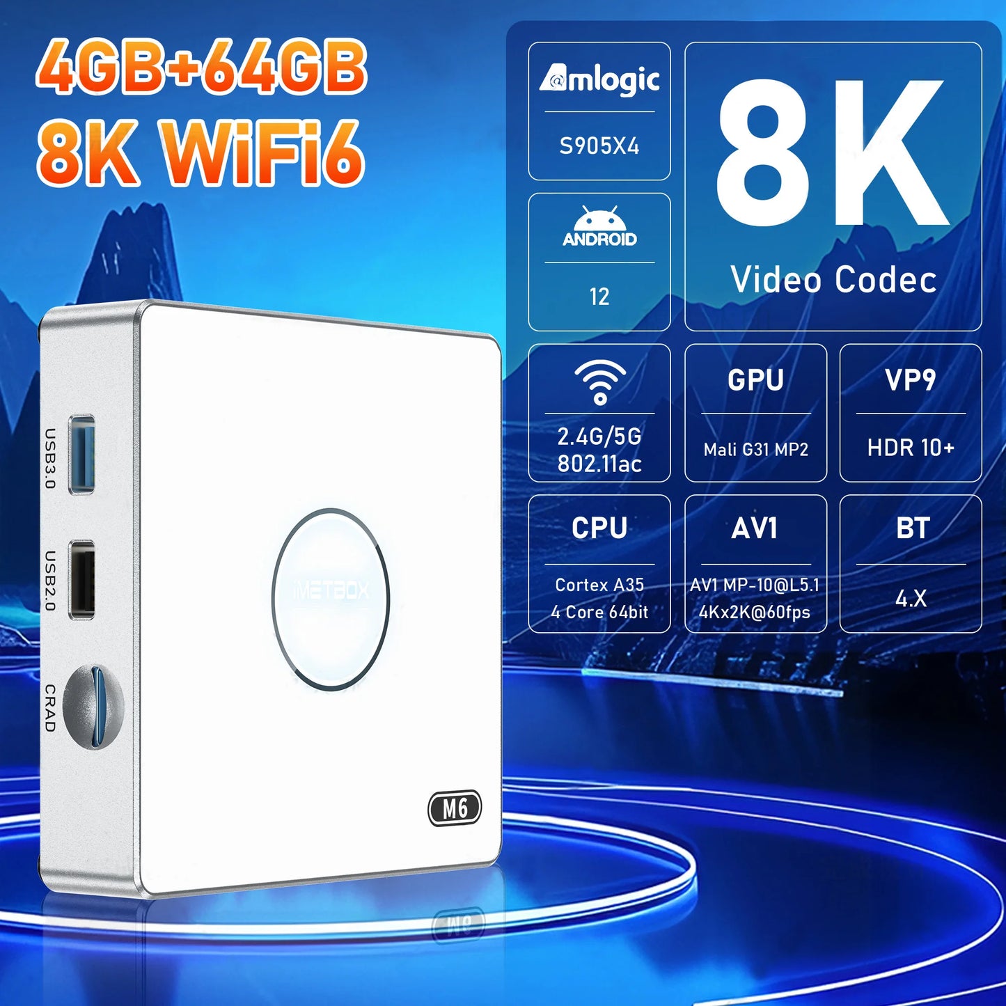2025 IMETBOX M6 TV Box 4GB 64GB with Vioce Control Wifi6 8k HD Smart TB TV Box Hot in UK USA CA SG JP KR Australia EU NZ