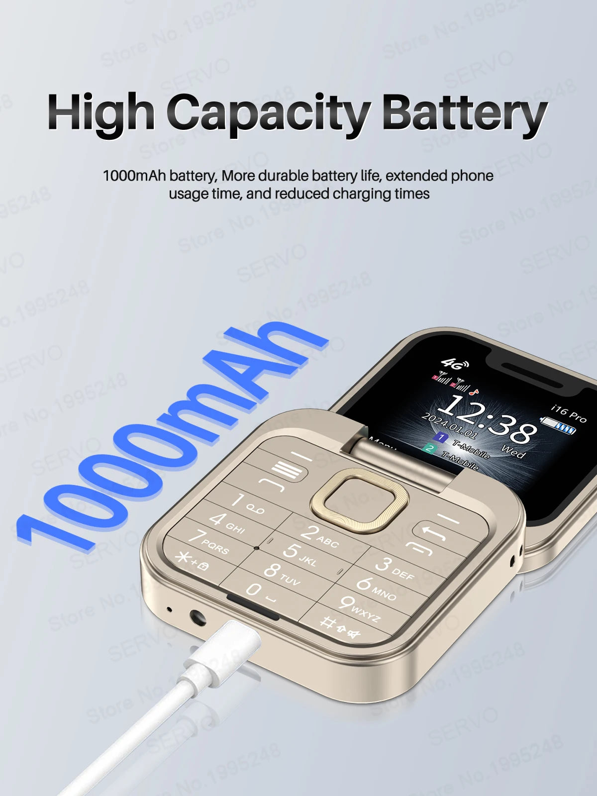 SERVO i16 PRO 2G GSM/4G LTE Foldable Mini Mobile Phone 2 SIM Card Speed Dial Magic Voice Flashlight 1.77''Screen Flip Cellphone