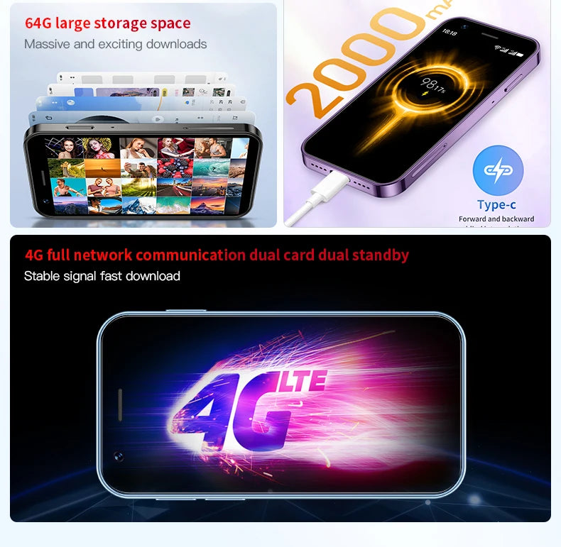 SOYES XS16 Mini 4G LTE Android10.0 Smartphone 3GB RAM 64GB ROM 3" Display 5MP Camera Dual SIM With Play Store WhatsAPP