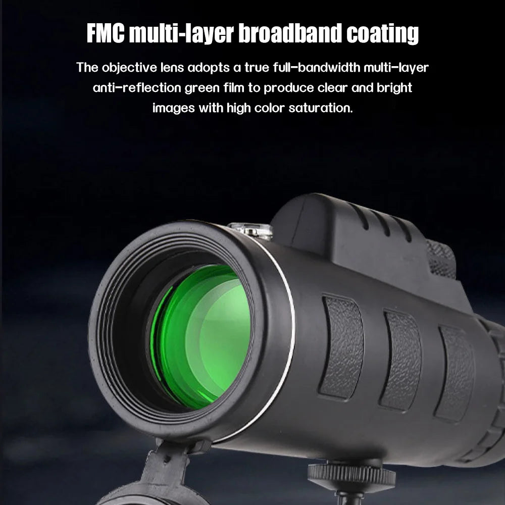 80x100 HD Monocular For Smartphone Adapter & Tripod Telescope With BAK4 Prism For Outdoor Camping ,Birdwatching, Hunting, Hiking