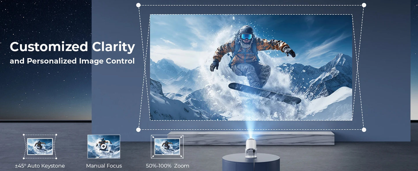 KaiAqua Projector 4K  Dual Wifi6 260 ANSI  BT5.0 1080P 1280*720P Home Cinema Outdoor portable Projetor
