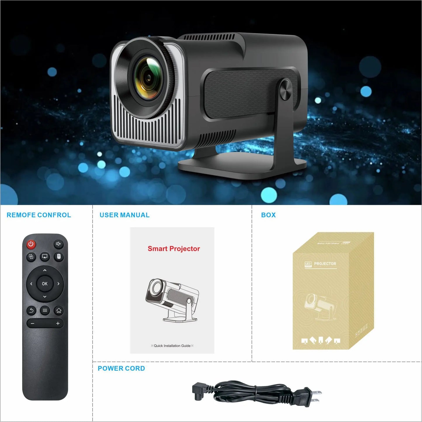 HY320mini Projector Android 11 390ANSI HD 4K Native 1080P Dual Wifi6 BT5.0 Cinema level Portable Projetor HY300 Upgrated