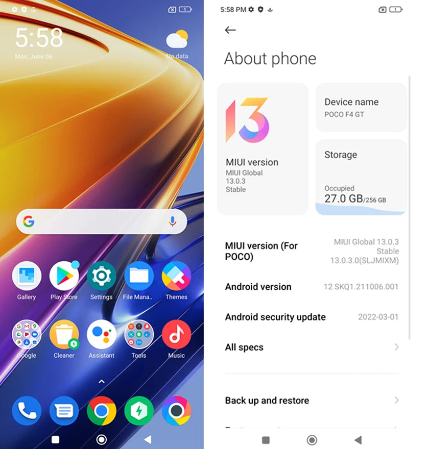 Global rom 5G Xiaomi Redmi k50 Gaming 256G Smartphone Cellphone Side fingerprint facial recognition Snapdragon 8Gen1 120W QC3